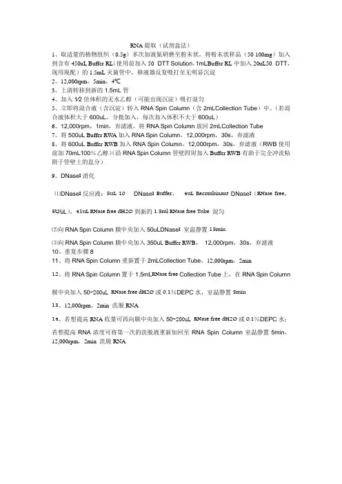 试剂盒提取RNA