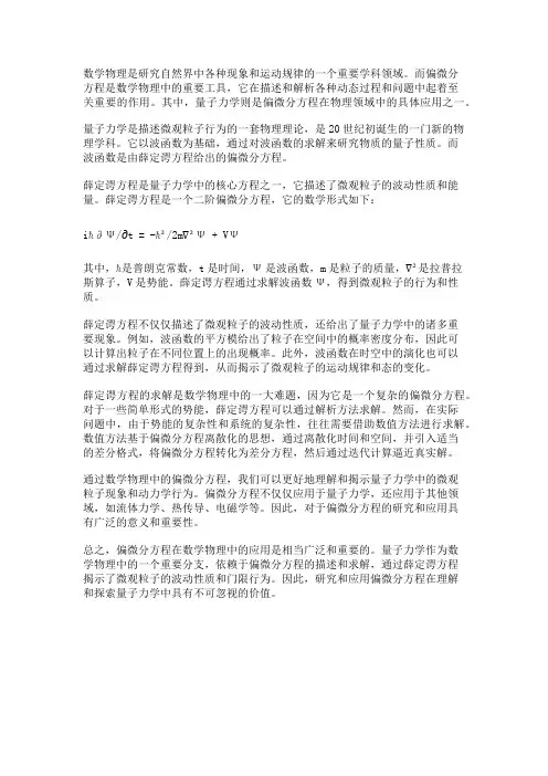 数学物理中的偏微分方程和量子力学