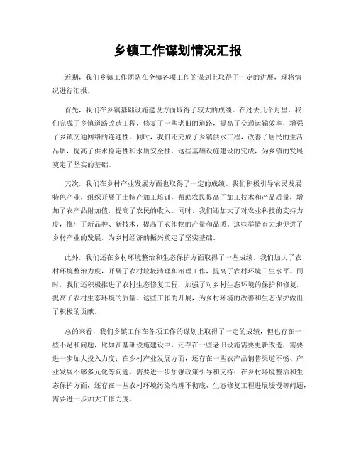 乡镇工作谋划情况汇报