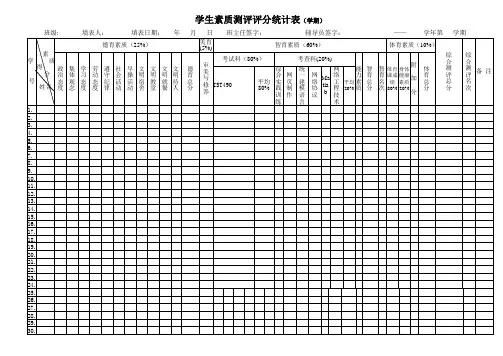 学生素质测评评分统计表模板