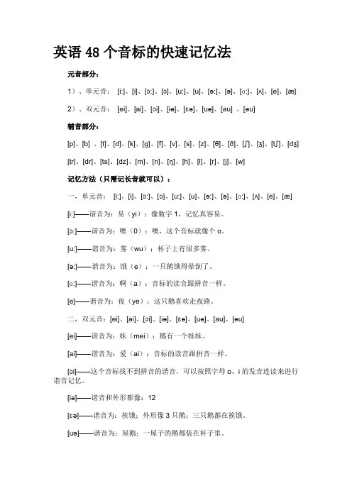 英语48个音标的快速记忆法