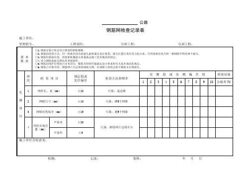 钢筋网检查记录表