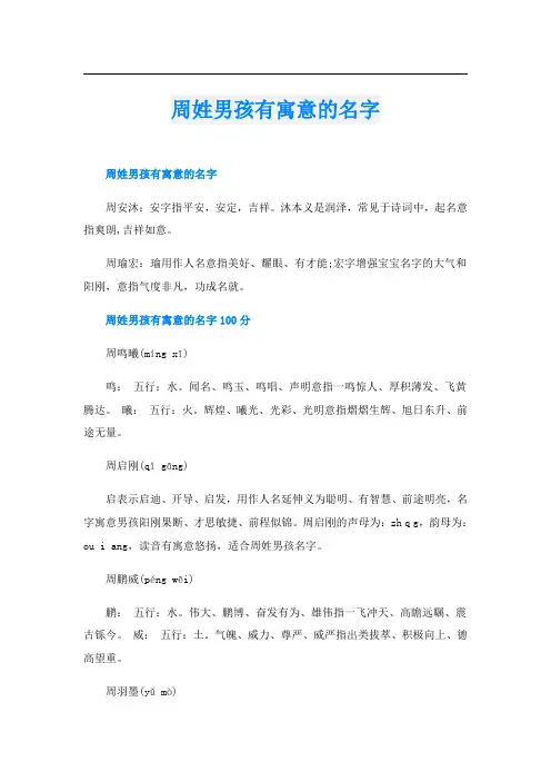 周姓男孩有寓意的名字