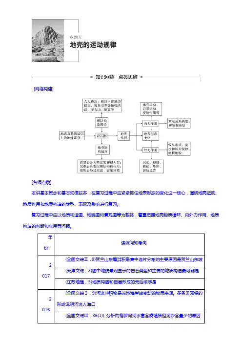 高考地理二轮知识专题复习文档：专题五地壳的运动规律