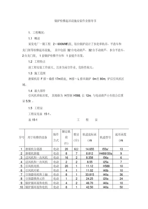 锅炉检修起吊设施安装作业指导书