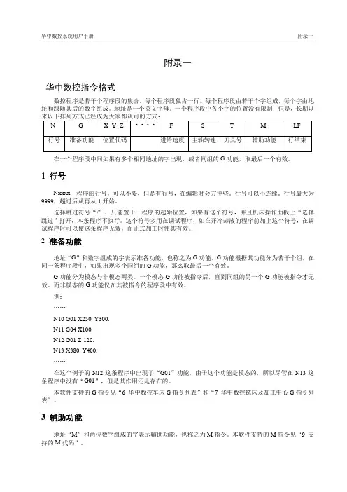 华中数控指令代码