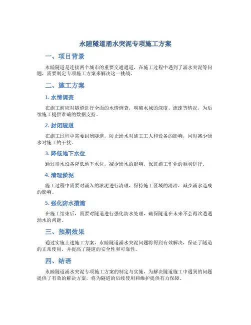 永睦隧道涌水突泥专项施工方案