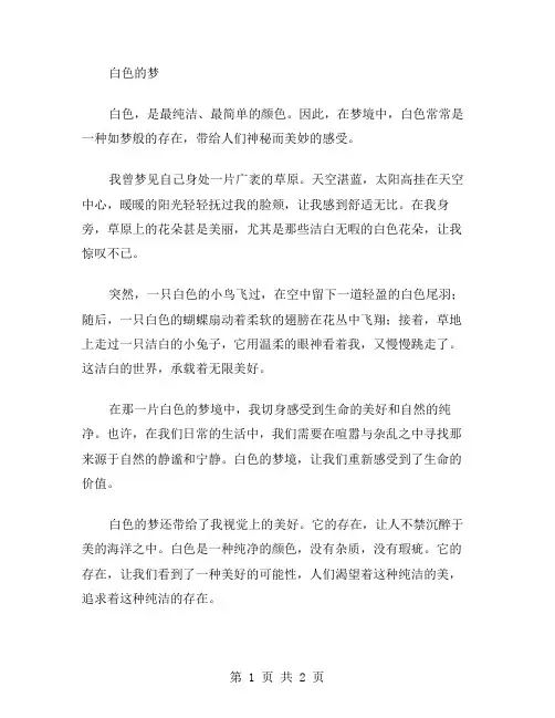 作文白色的梦范文