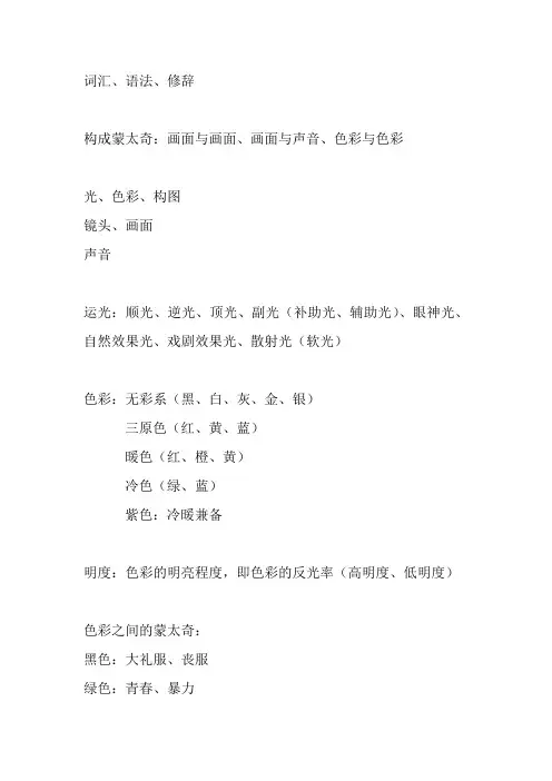 电影艺术专业术语