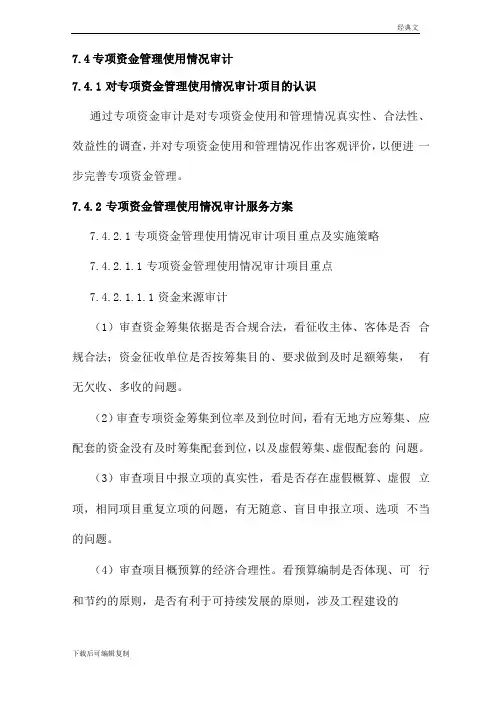 专项资金审计重点、策略及工作流程