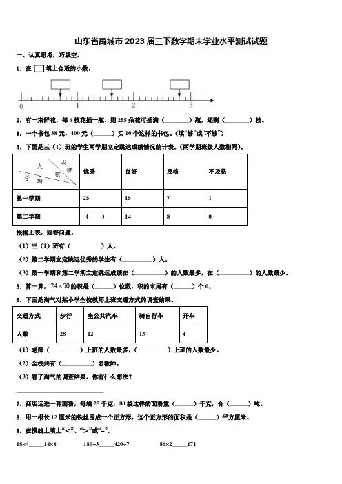 山东省禹城市2023届三下数学期末学业水平测试试题含解析