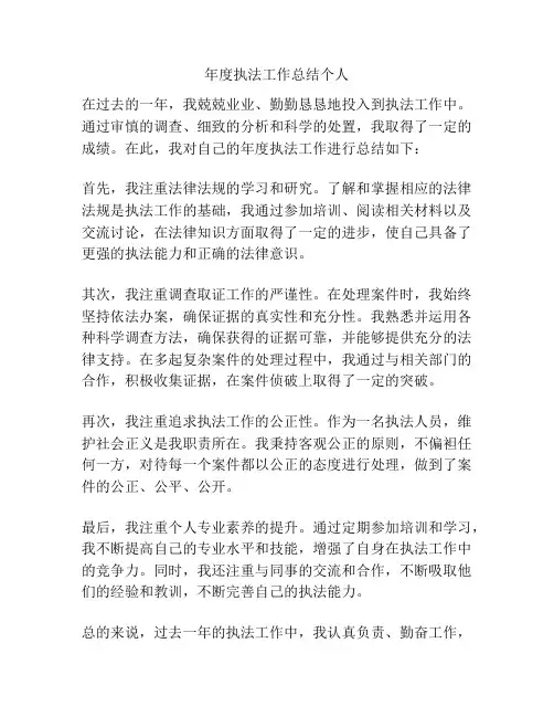 年度执法工作总结个人