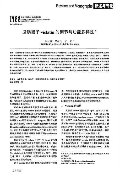 脂肪因子visfatin的调节与功能多样性