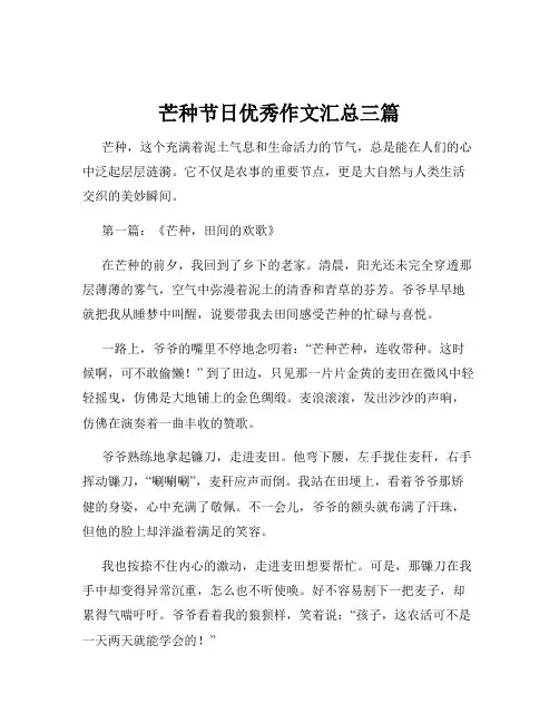 芒种节日优秀作文汇总三篇