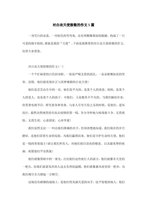 对白衣天使致敬的作文5篇