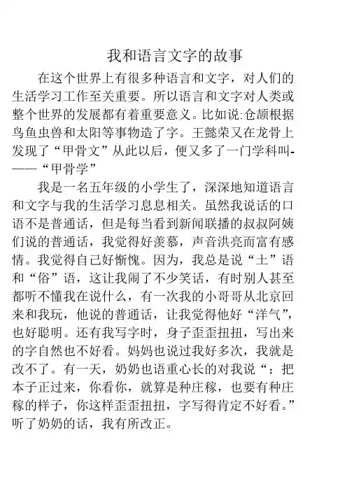 我和语言文字的故事