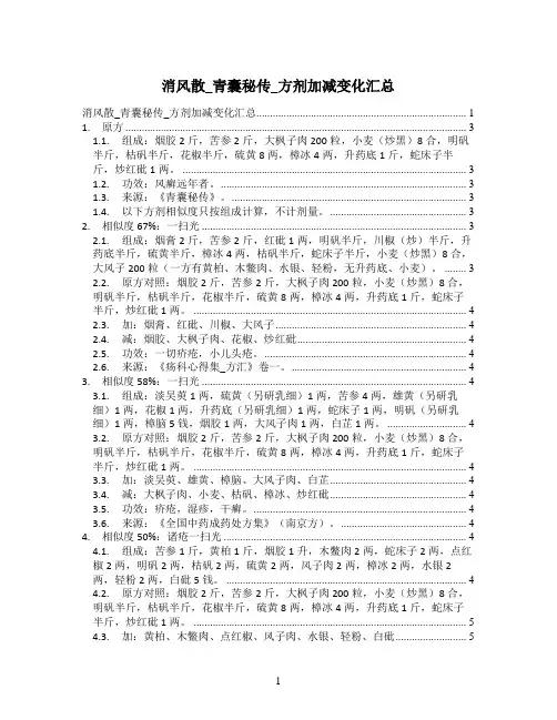 消风散_青囊秘传_方剂加减变化汇总