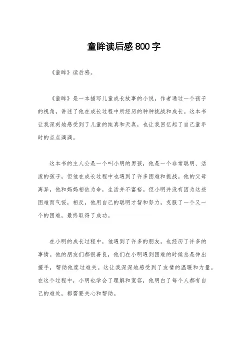 童眸读后感800字