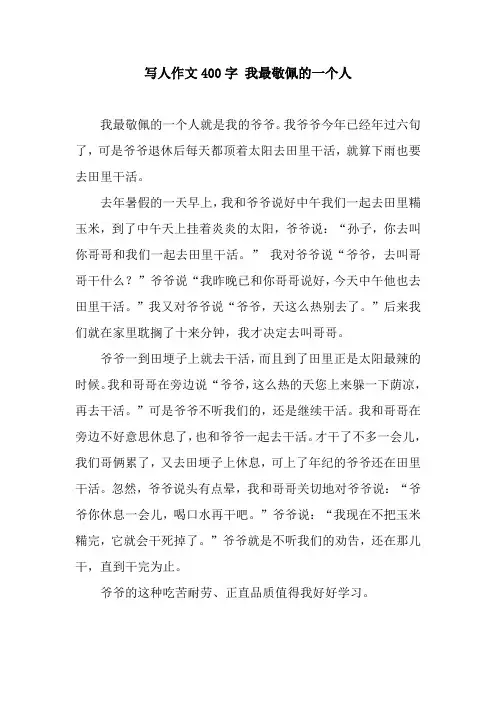写人作文400字 我最敬佩的一个人