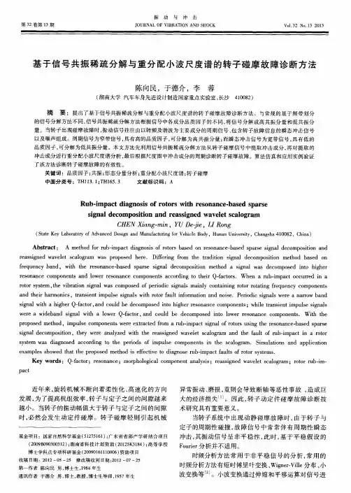 基于信号共振稀疏分解与重分配小波尺度谱的转子碰摩故障诊断方法