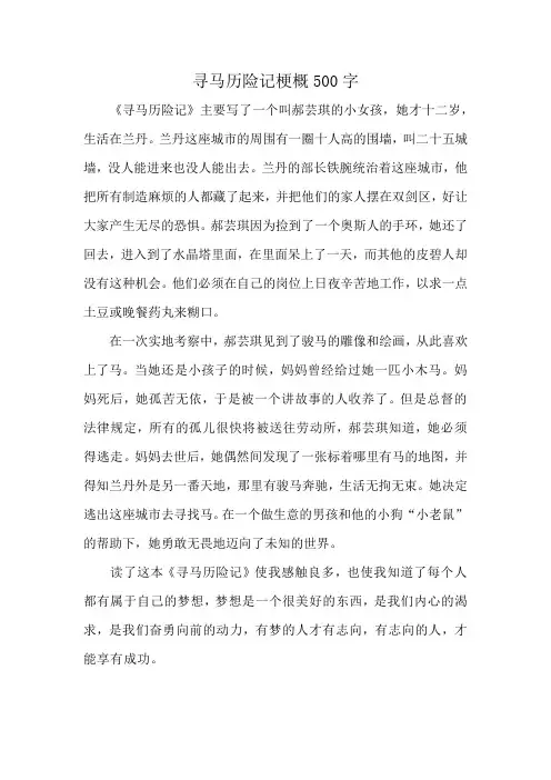 寻马历险记梗概500字