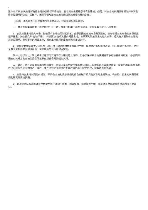 中华人民共和国土地管理法释义：第六十三条