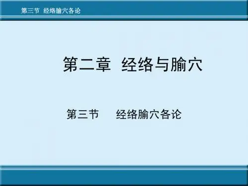 第二章经络与腧穴-第三节经络腧穴各论