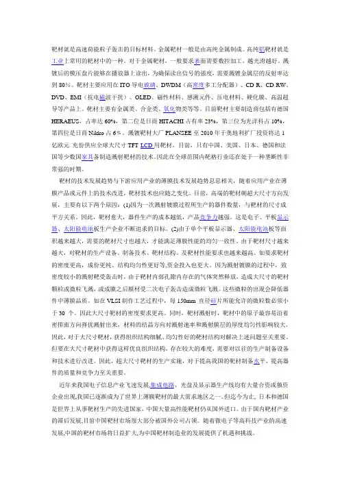 靶材就是高速荷能粒子轰击的目标材料