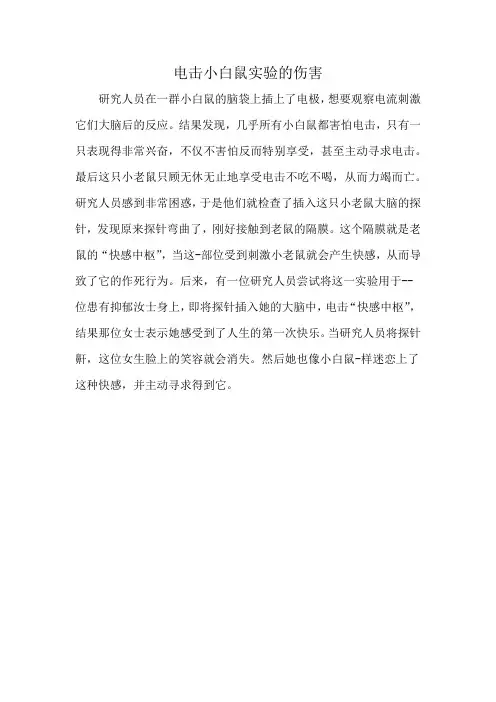电击小白鼠实验的伤害