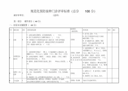 规范化预防接种门诊评审标准