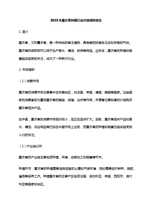2023年熏衣草种植行业市场调研报告
