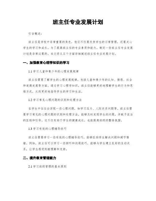 班主任专业发展计划