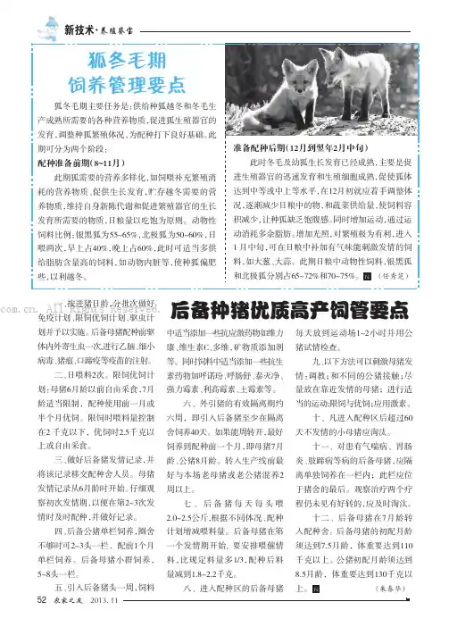 狐冬毛期饲养管理要点