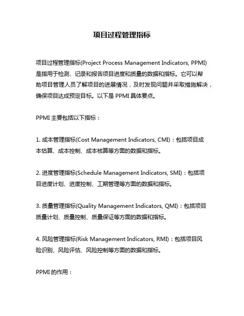 项目过程管理指标