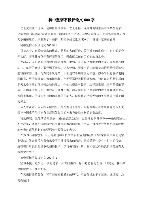 初中坚韧不拔议论文600字