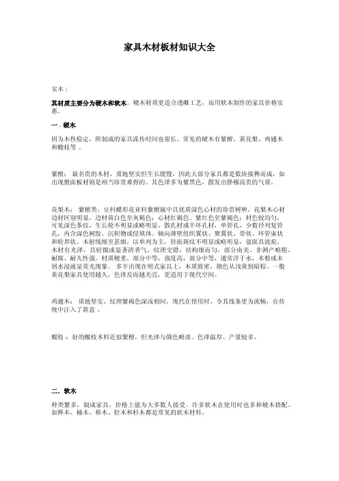 家具木材板材知识大全
