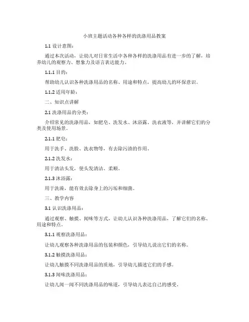小班主题活动各种各样的洗涤用品教案