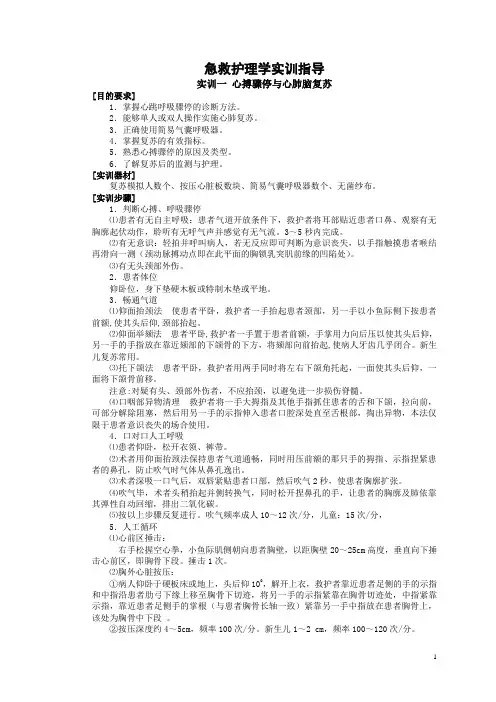 急救护理实训指导