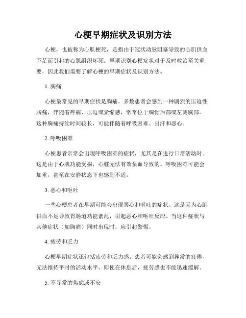 心梗早期症状及识别方法
