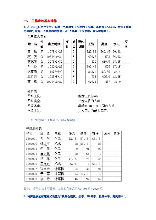 Excel作业(2011)