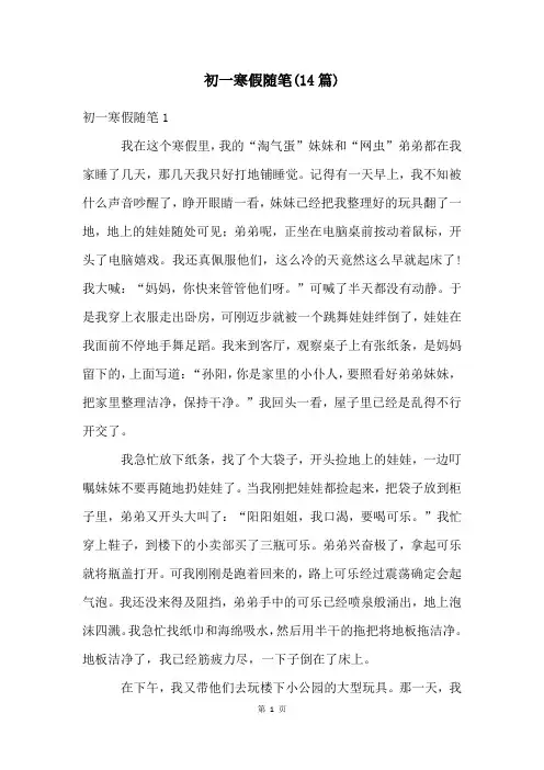 初一寒假随笔(14篇)