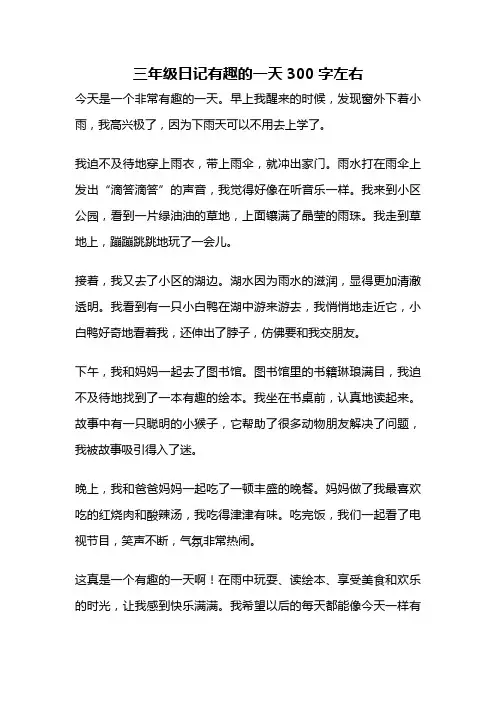 三年级日记有趣的一天300字左右