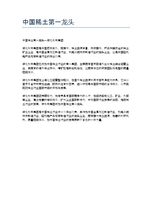 中国稀土第一龙头