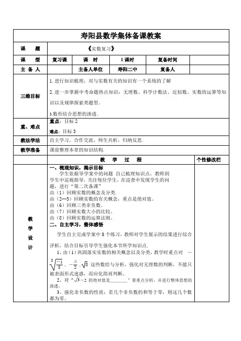 实数复习教案