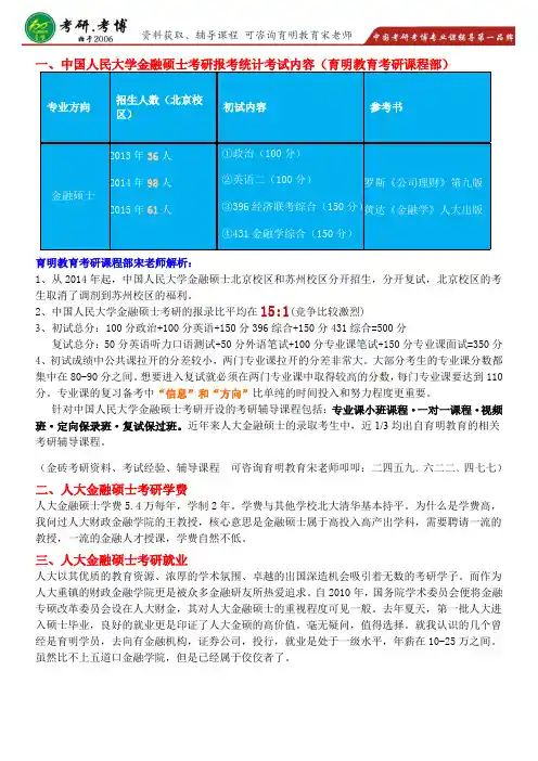 2017年中国人民大学金融硕士专业课真题答案