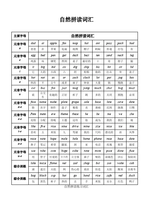 自然拼读词汇
