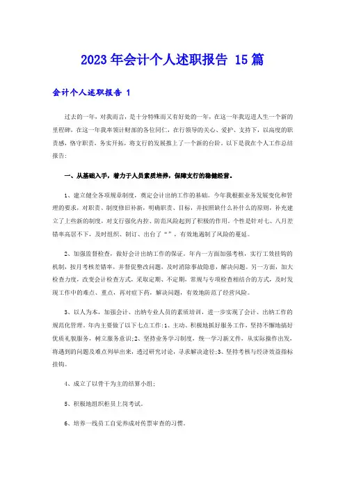 2023年会计个人述职报告 15篇