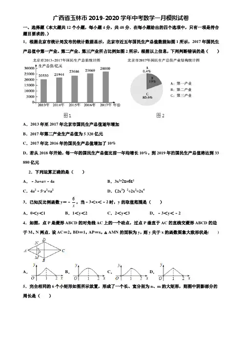 广西省玉林市2019-2020学年中考数学一月模拟试卷含解析