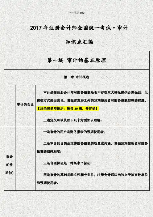 审计笔记cpa