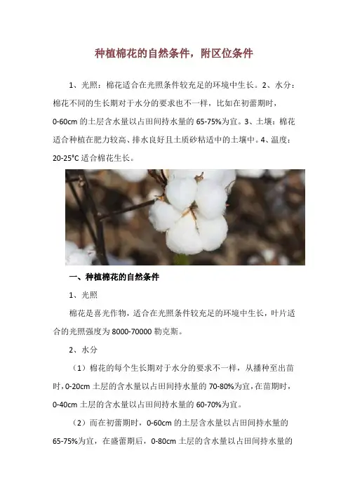 种植棉花的自然条件,附区位条件